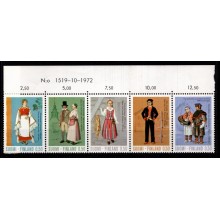 1972 - Finland - AFA 717-21 - Frimærke - Folkedragter - Femstribe - Postfrisk.